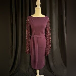 Elegant Purple Dress with Floral Sleeves